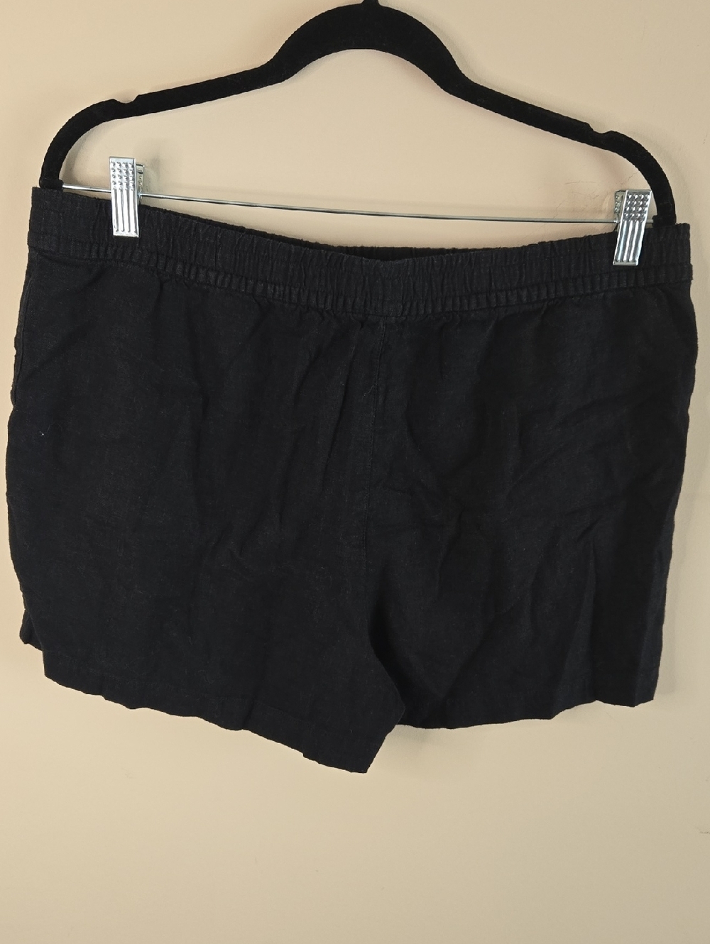 J.Crew Black Linen Blend Drawstring Shorts Pull On Coastal Resort Minimalist - Picture 4 of 6